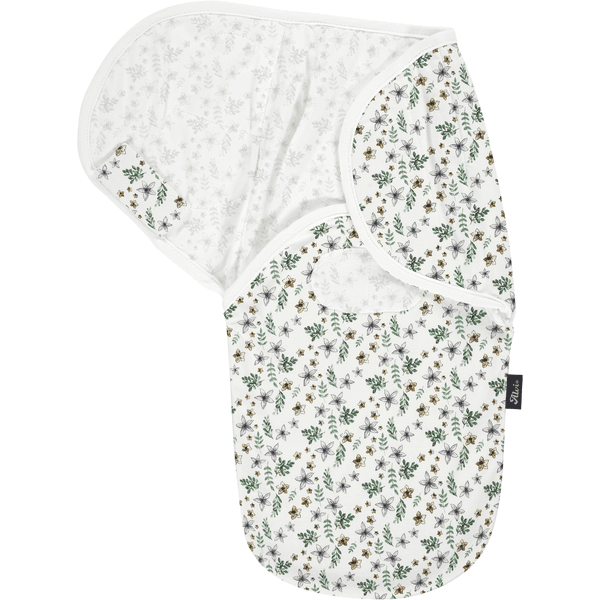 Alvi® Couverture emmaillotage bébé Harmonie Petit Fleurs vert/blanc