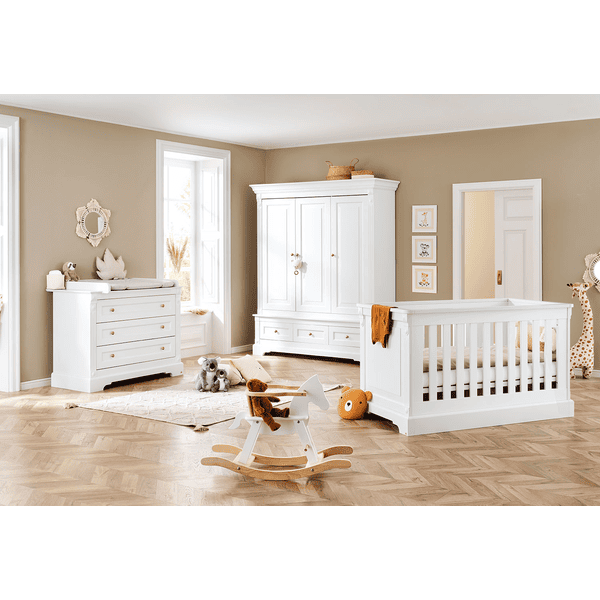 Chambre bébé bois gris complète lit évolutif commode armoire