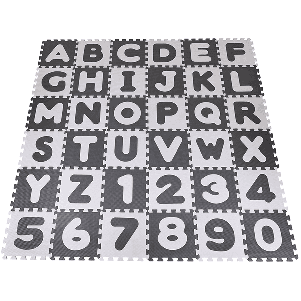 knorr® toys Puzzle Mat - " Alpha bet + numbers" gris-blanco