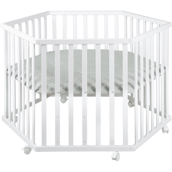 roba Style Playpen 6-hjørnet hvit frosty green 