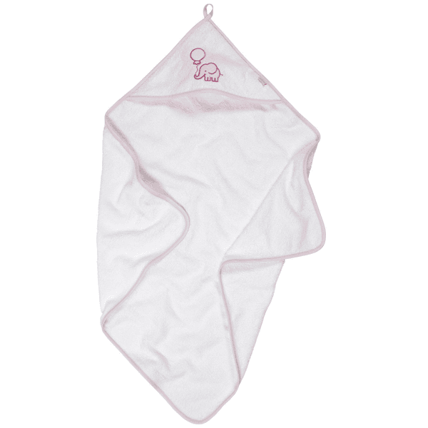Playshoes  Badstof handdoek met kap olifant wit-roze