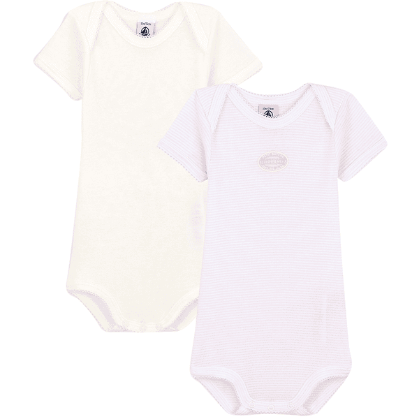 Petit Bateau 2-Pack Bodies weiß/rosa