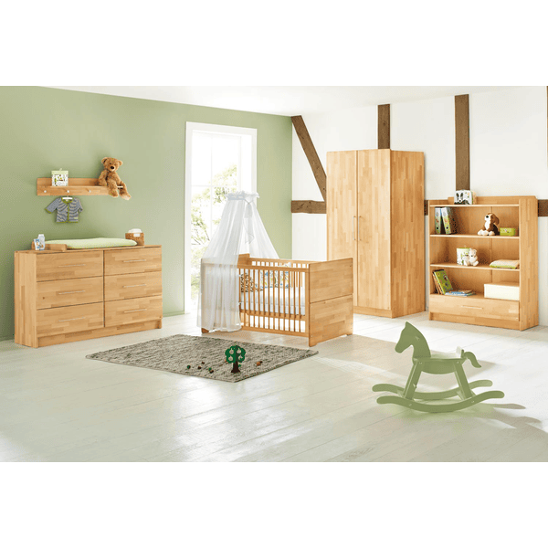 Pinolino Chambre bébé trio commode armoire 2 portes Natura bois extra large 70x140 cm