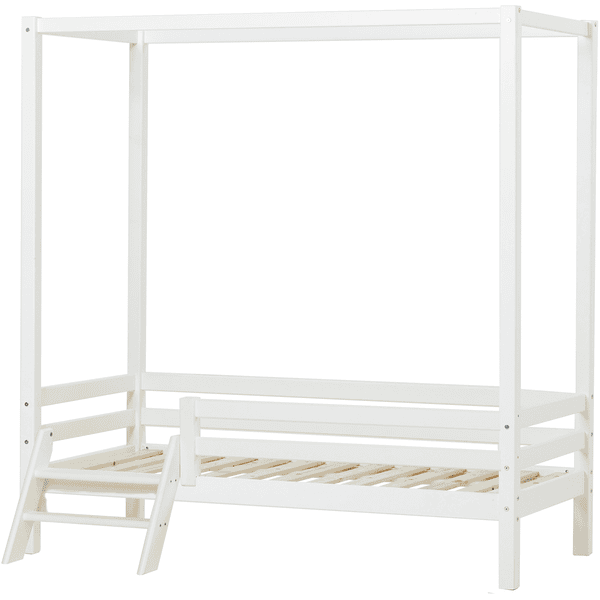 Hoppekids Postel s baldachýnem Basic bílá 70 x 160 cm s žebříkem