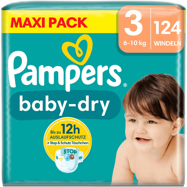 Pampers Pannolini Baby-Dry, taglia 3, 6-10 kg, confezione maxi (1 x 124 pannolini)