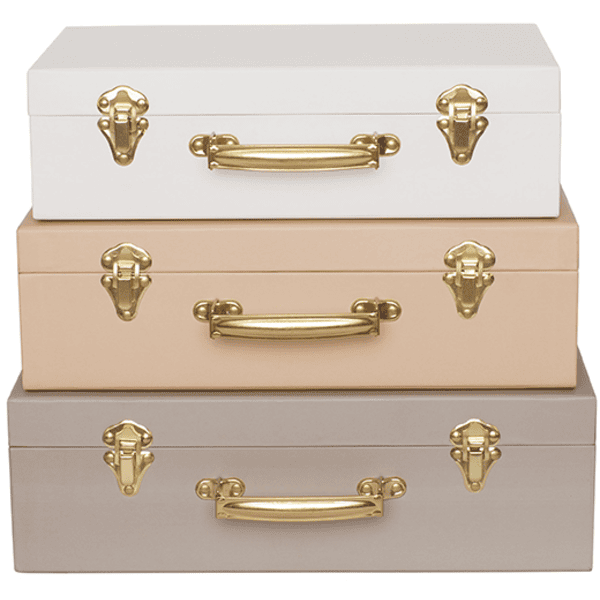 JaBaDaBaDo Opbergkoffer, set van 3, beige