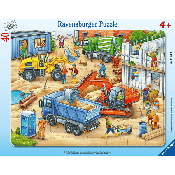 Ravensburger Rahmenpuzzle - Große Baustellenfahrzeuge 40 Teile