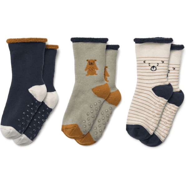 LIEWOOD Eloy Antirutsch-Babysocken 3er-Pack teddy/dove blue mix