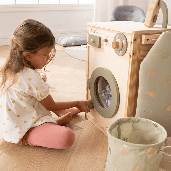 howa machine à laver en bois Lucky pour enfants avec corde à