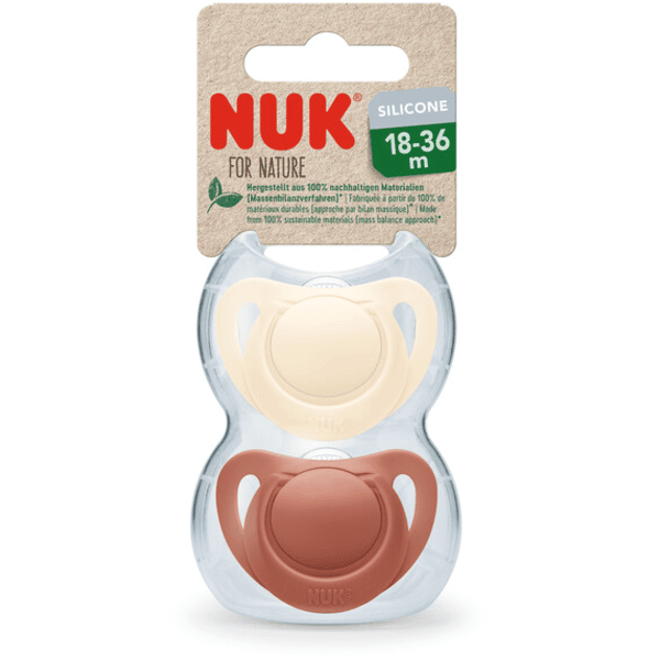 NUK for Nature Ciuccio in silicone, 18-36 mesi, rosso/crema, 2 pezzi
