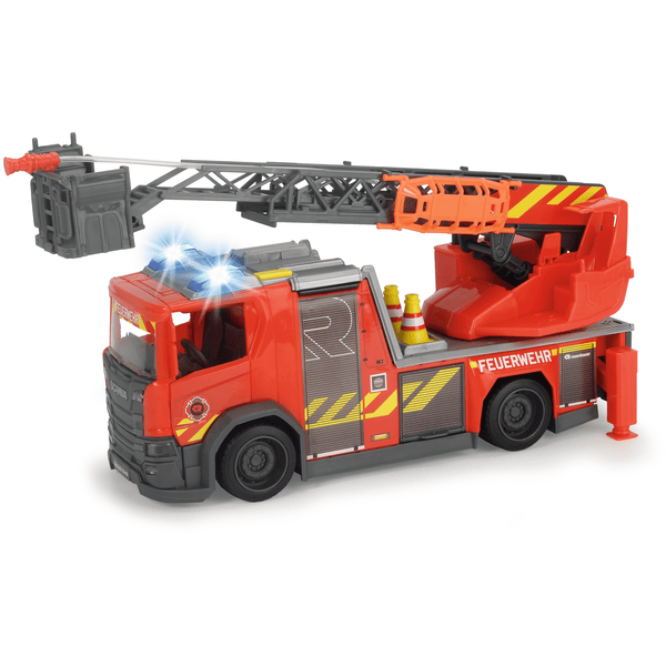 DICKIE Toys Camion pompier enfant Scania, échelle pivotante