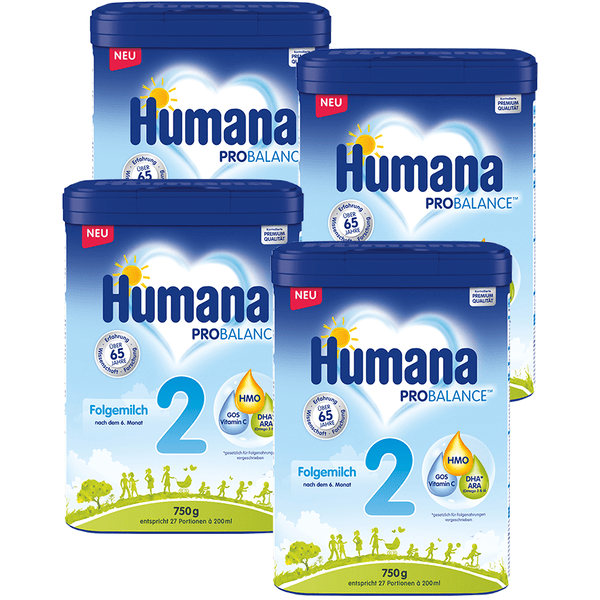 Humana Folgemilch 2 Probalance 4x 750 g ab dem 6. Monat