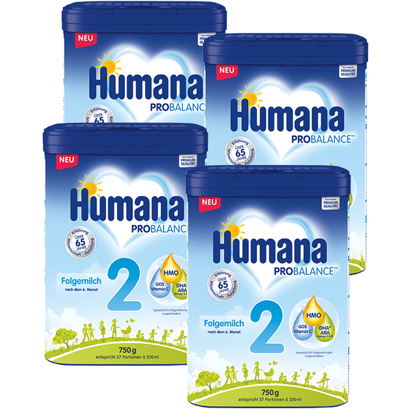 Humana Folgemilch 2 Probalance 4x 750 g ab dem 6. Monat 