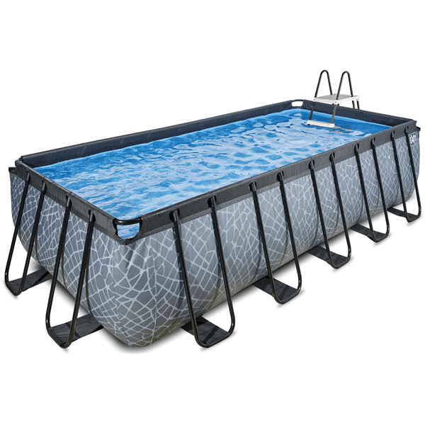 EXIT Piscine tubulaire Stone pompe filtre à sable 5,4x2,5x1,22 m, gris