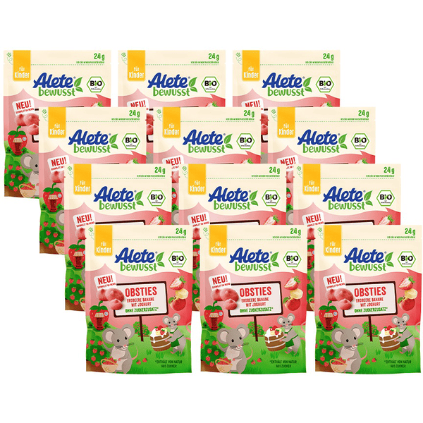 Alete Bio Obsties Erdbeere Banane mit Joghurt 12x 24 g ab 3 Jahren
