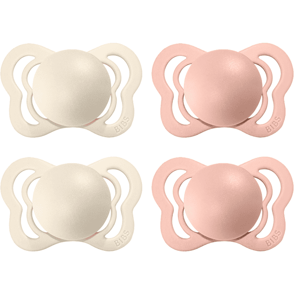 BIBS Soother Couture Ivory / Blush Silicone 6-36 mesi, 4 pezzi.