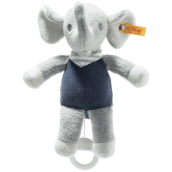 Steiff Eliot elefant-spilledåse, lysegrå/blå