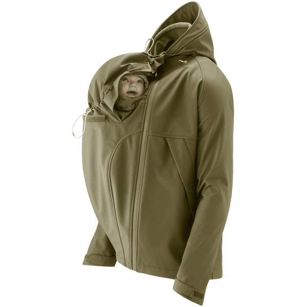 mamalila Giacca porta beb in softshell per uomo khaki