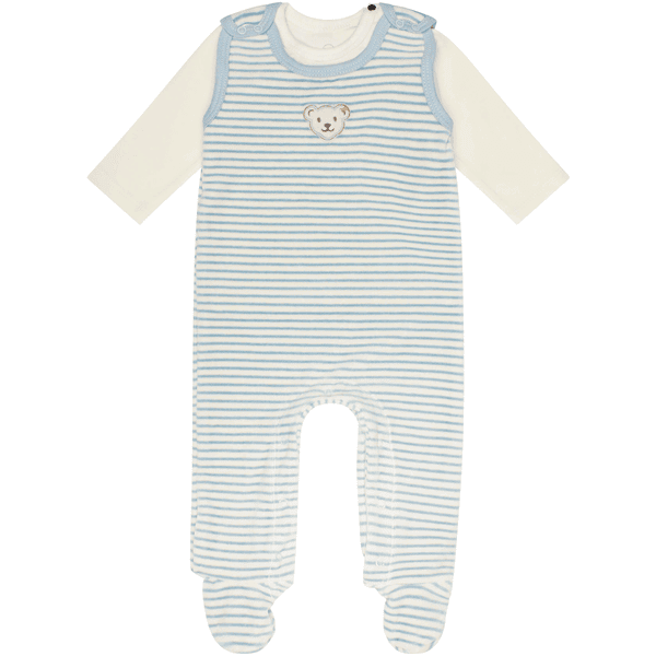 Steiff Ensemble grenouillère stripes celestail blue