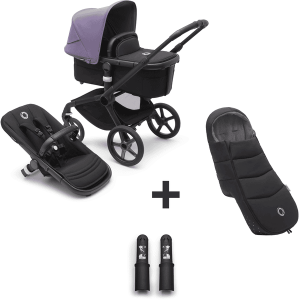 bugaboo Kinderwagen Fox 5 mit Liegewanne und Sitz Black/Astro Purple inklusive gratis Fußsack und Höhenadapter