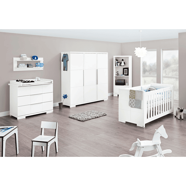 Pinolino Chambre bébé trio lit commode armoire 3 portes Polar bois 70x140 cm