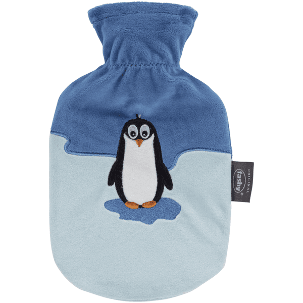 fashy ® Bolsa de agua caliente 0,8L con tapa, azul pingüino