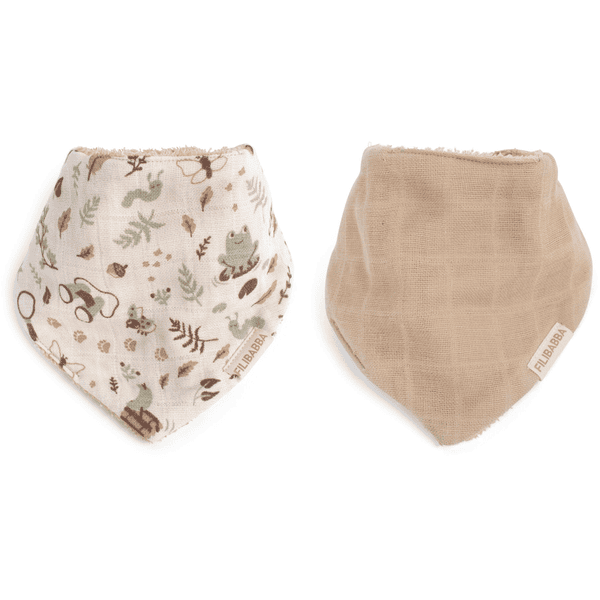 Little Filibabba śliniaki bandana Wonders + Warm Grey 2-pack