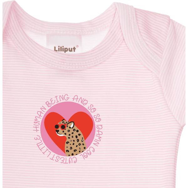 Liliput Baby-Bodies Liebe im grau-melange/ große rosa gestreift 2er Set