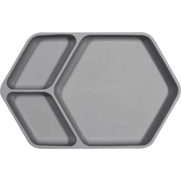 KINDSGUT Assiette enfant silicone, hexagonale gris foncé