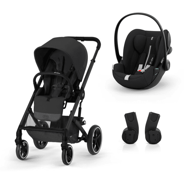 cybex GOLD Kinderwagen Balios S Lux Black Moon Black inklusive Babyschale Cloud G i-Size Plus Moon Black und Adapter