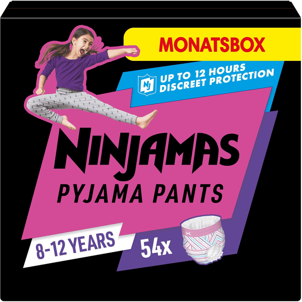 NINJAMAS Pyjama Pants Månedlig kasse til piger, 8-12 år, 54 stk.