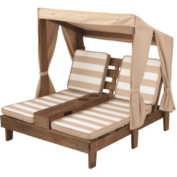 Kidkraft® Doppelte Kinder Sonnenliege mit Getränkehaltern, beige