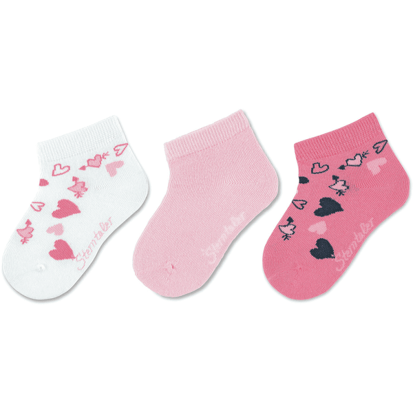 Sterntaler Korte sokker 3-pack hjerter pink