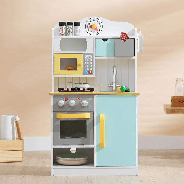 Teamson Kids Little Chef Berlin - Cocina infantil con 6 accesorios de  cocina, juego de cocina de madera para niños pequeños con azulejos de  metro