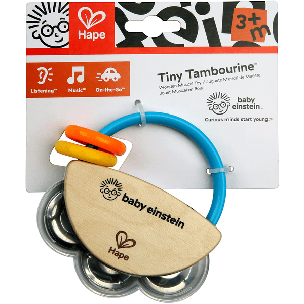 Hape Tambour Bébé en Bois Qui Roule - Tambourin pour Bébé en Bois Coloré -  Instrument de Musique Découverte du Rythme et des Sons - Jeux d'Éveil