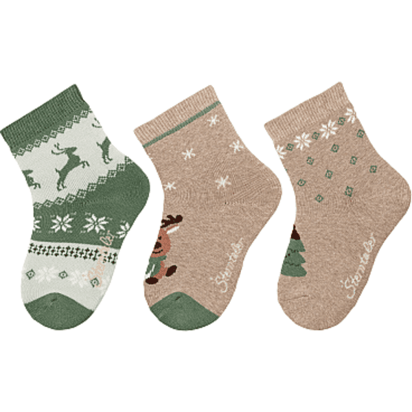 Sterntaler Lot de 3 chaussettes Noël beige chiné 