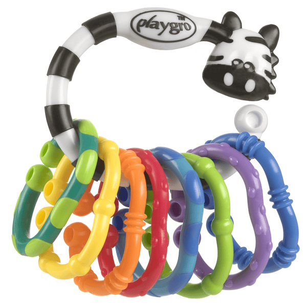 playgro Beißring-Rasselkette Zebra 9-tlg.