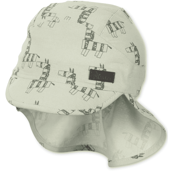 Sterntaler Peaked Cap kaulasuojalla Zebra Medium Vihreä 