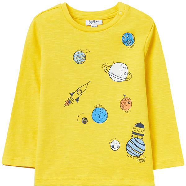 OVS Langarmshirt Space Allover-Print gelb