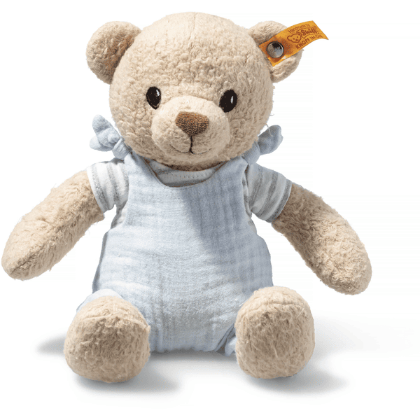 Steiff Teddybeer Niko beige/blauw GOTS, 26 cm