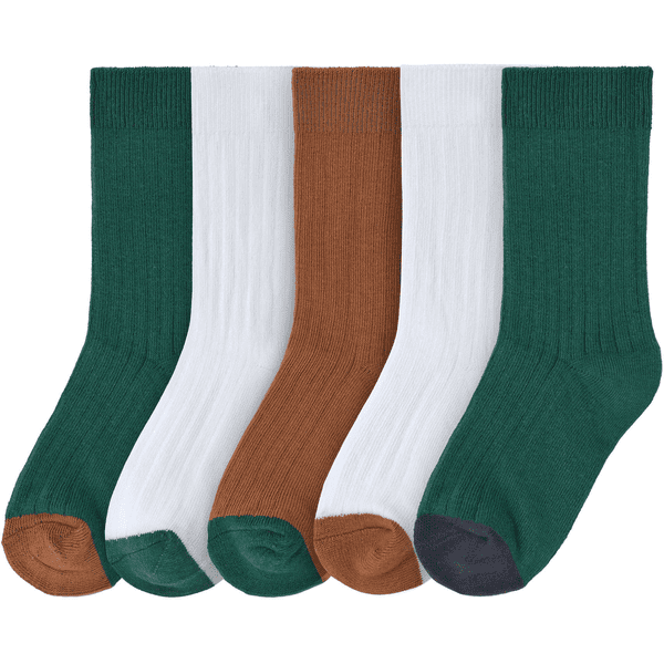 LÄSSIG Chaussettes enfants pack de 5 Little Gang vert blanc caramel