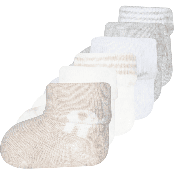 Ewers First Baby sokker 6 pak elefant beige/grå 