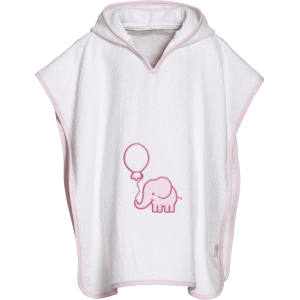 Playshoes Terry poncho elefant hvid-pink