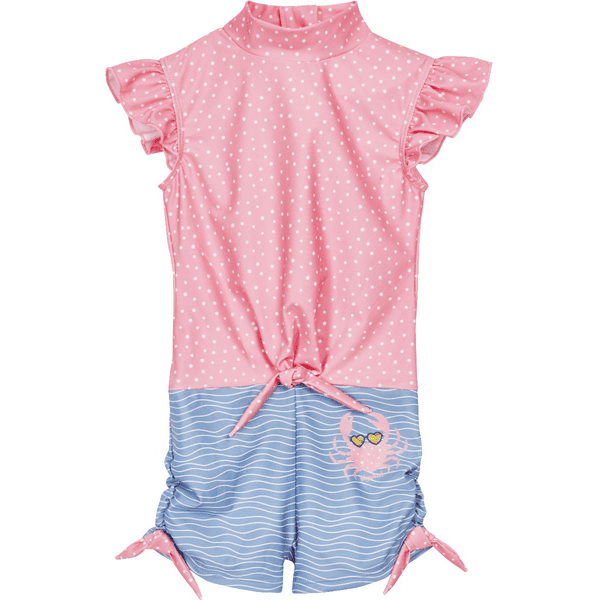 Playshoes Combinaison de bain enfant anti-UV crabe bleu/rose