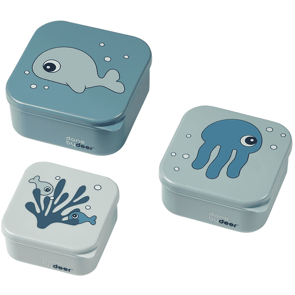 Done by Deer™ Snackbox-Set 3-er Pack Sea friends in blau