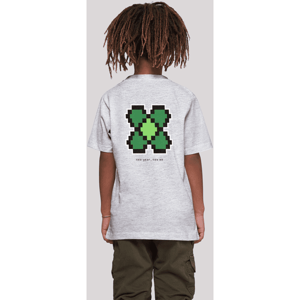 F4NT4STIC T-Shirt Silvester Happy New Year Pixel Kleeblatt heather grey | T-Shirts