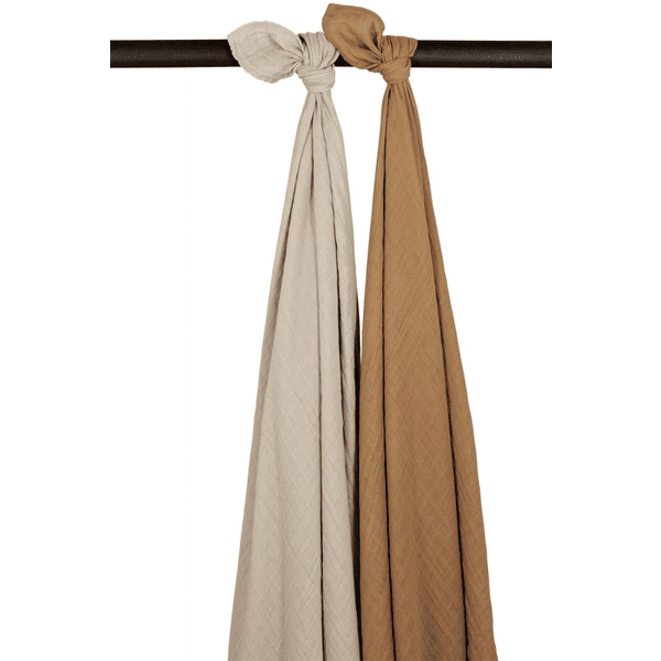 MEYCO Musselin Swaddle 2er-Pack Uni Sand/Toffee