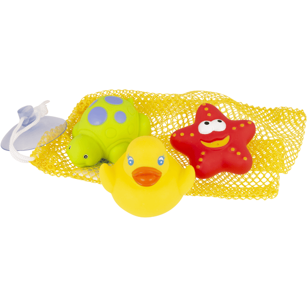 playgro Badespielzeug 3 Freunde mit 
Aufbewahrungsnetz 
