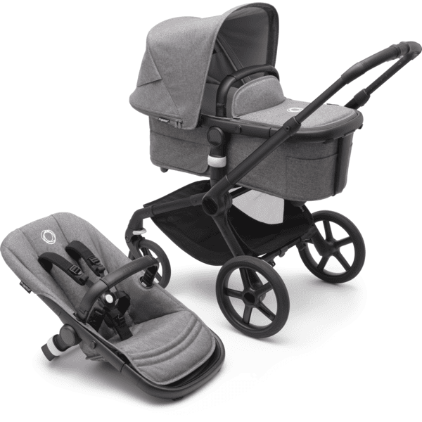 bugaboo Kinderwagen Fox 5 mit Liegewanne und Sitz Black/Grey Melange