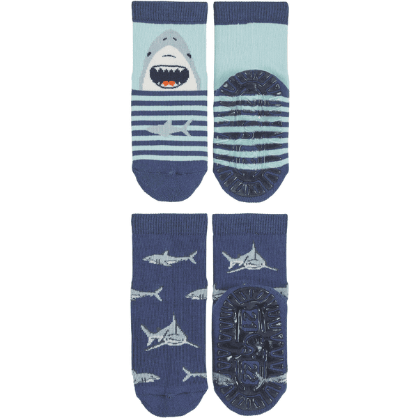 Sterntaler Chaussettes bébé antidérapantes Air requins bleu lot de 2